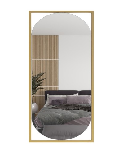 Дизайнерское настенное напольное зеркало Glass Memory Lustrous max в металлической раме золотого цвета